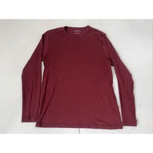 Unbound Merino Shirt Mens L Red Solid Long Sleeve Crewneck Wool T-Shirt Tee